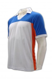W058 訂做男裝運動衫 訂購團體足球衫  設計棒球衫  運動服裝公司      白色  撞色藍色